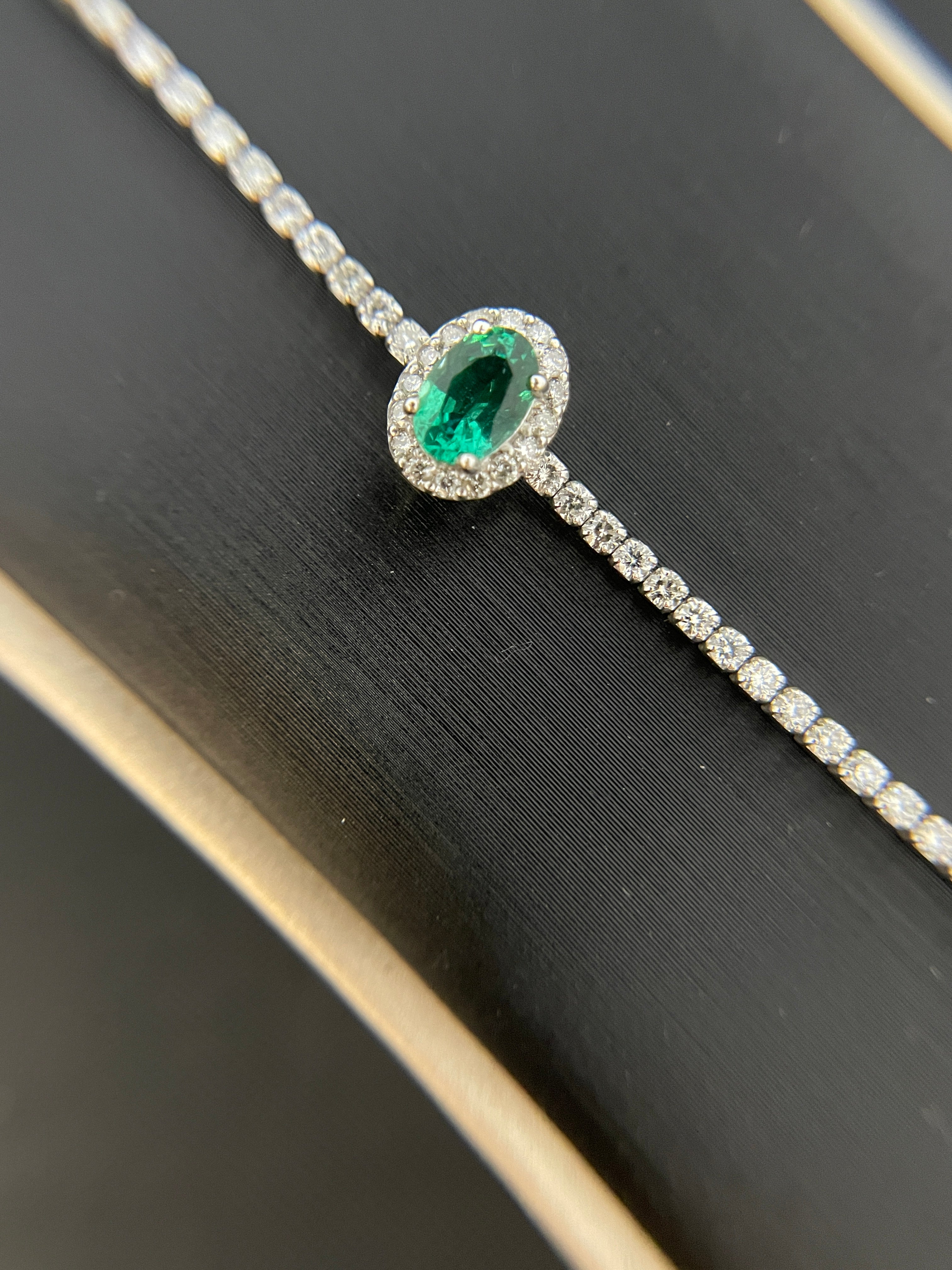 Emerald Tennis Diamond Bracelet