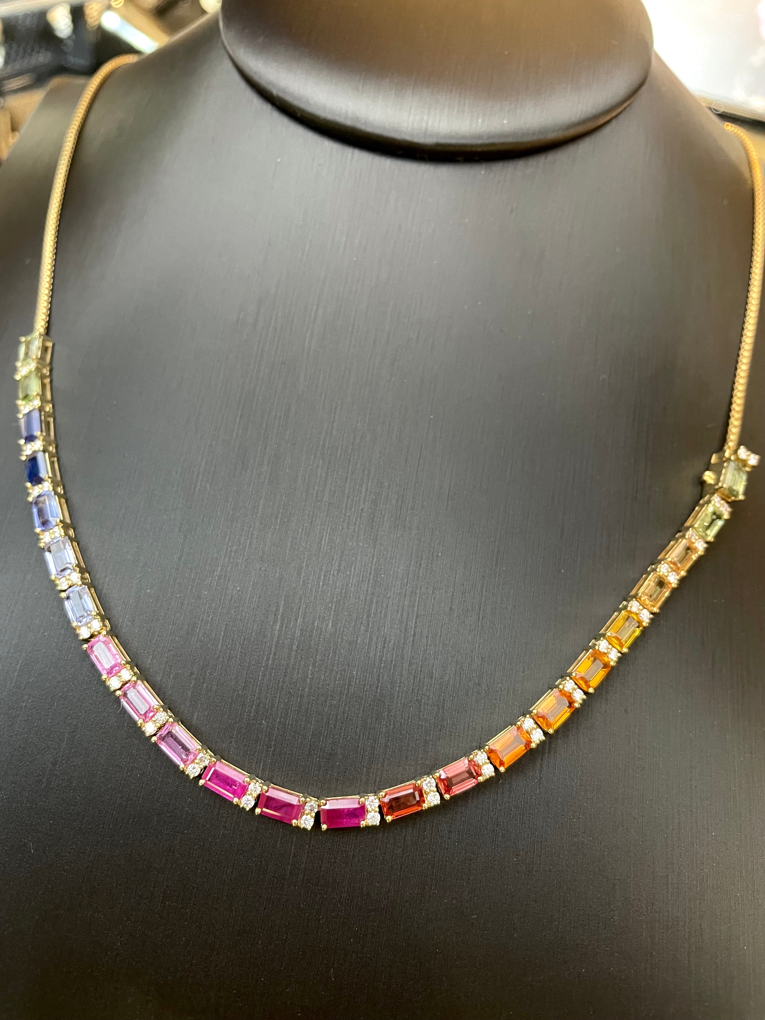 Rainbow Sapphire Diamond Necklace