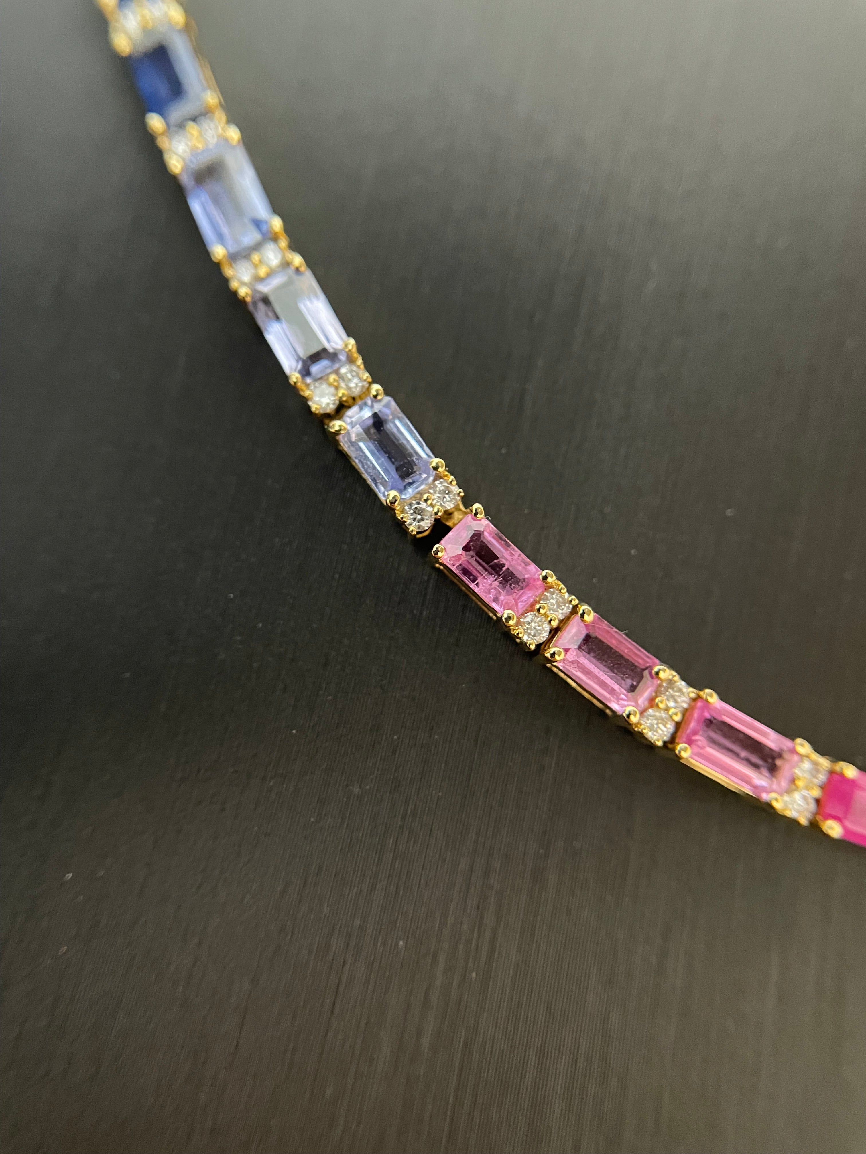 Rainbow Sapphire Diamond Necklace
