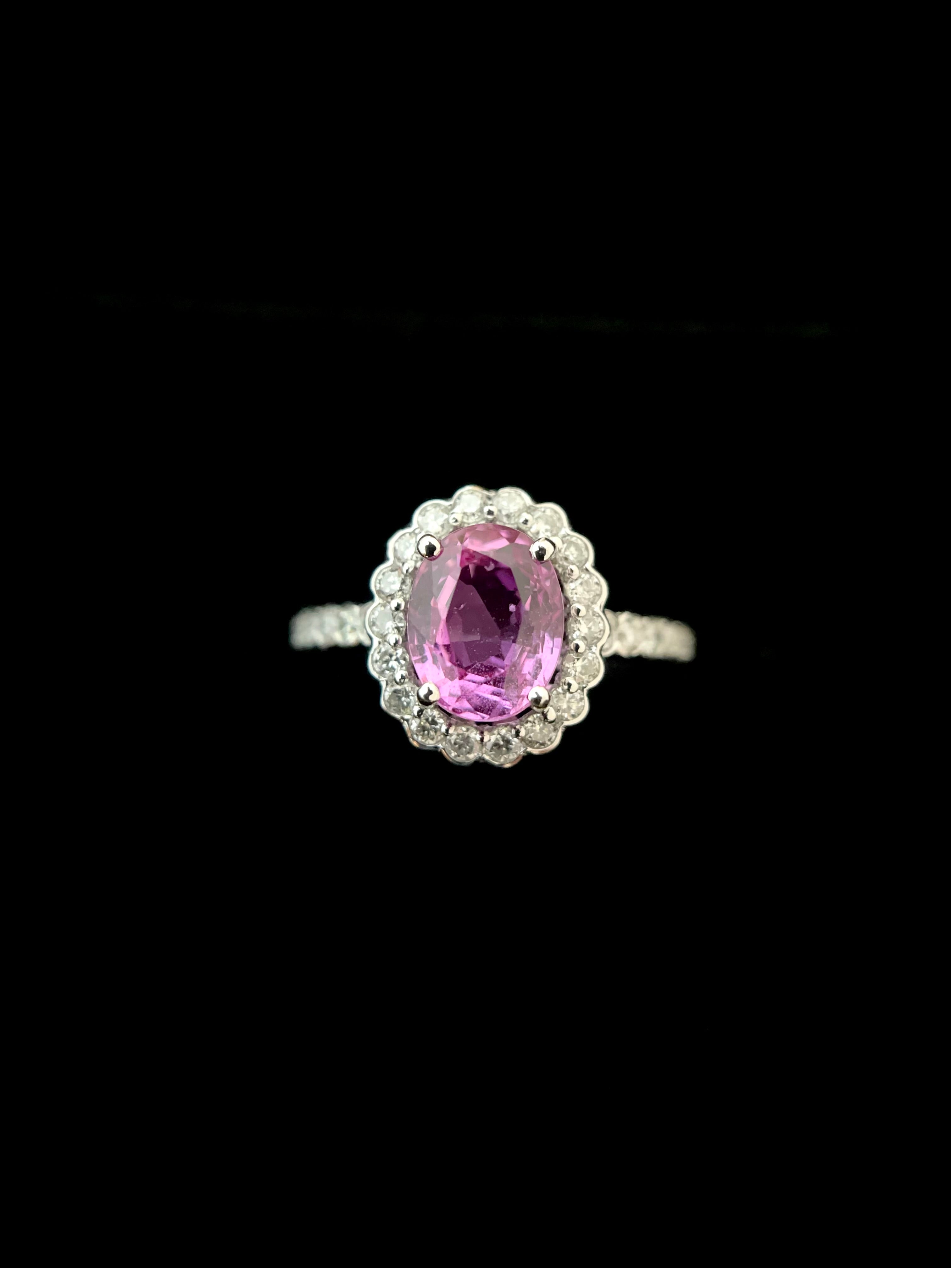 Classic Pink Sapphire Diamond Ring
