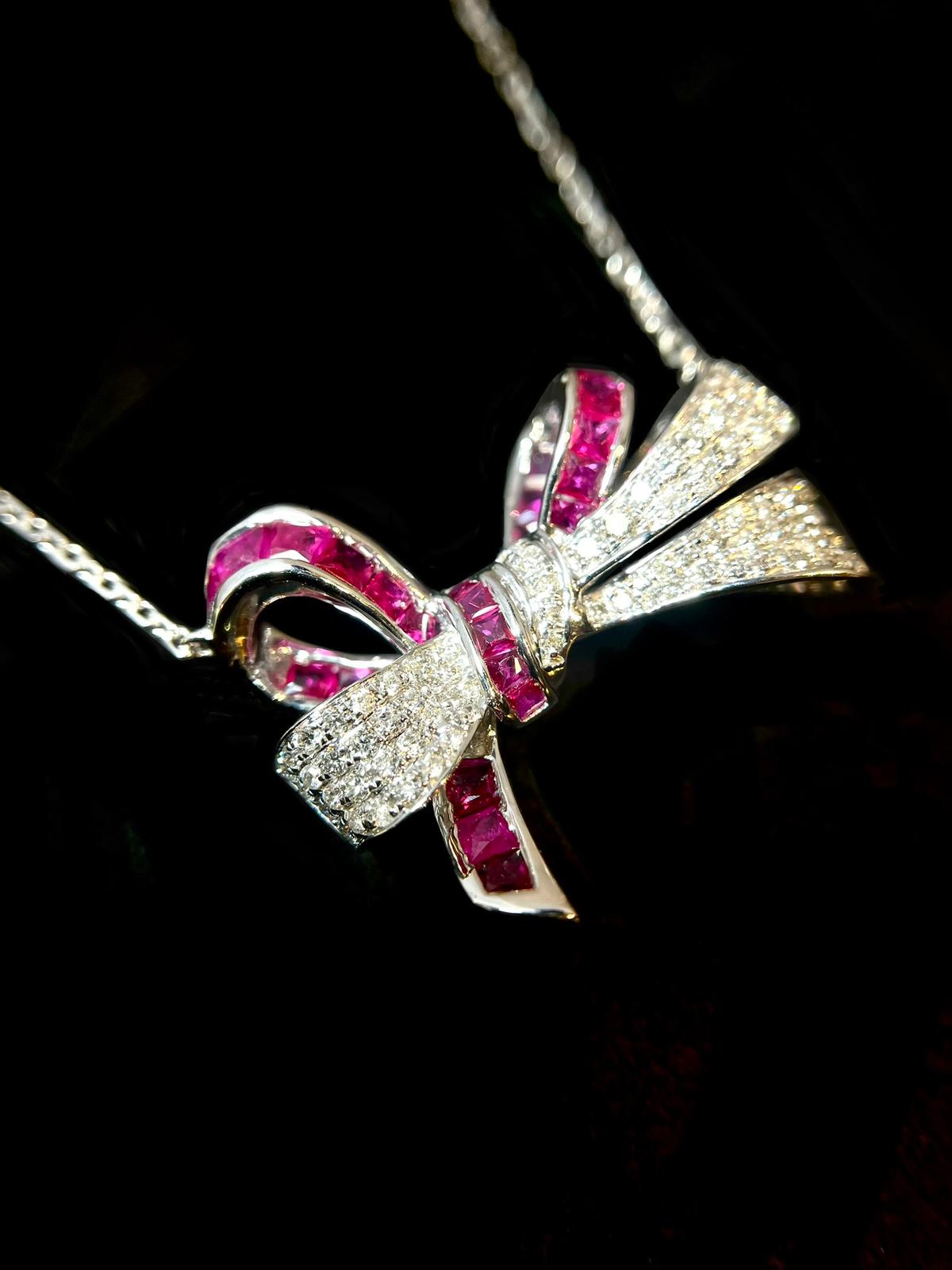 Ruby Diamond Ribbon Necklace