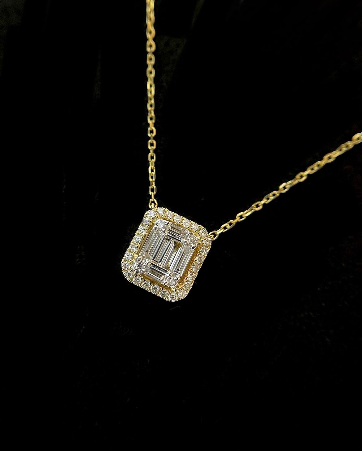 Golden Emerald Diamond Necklace