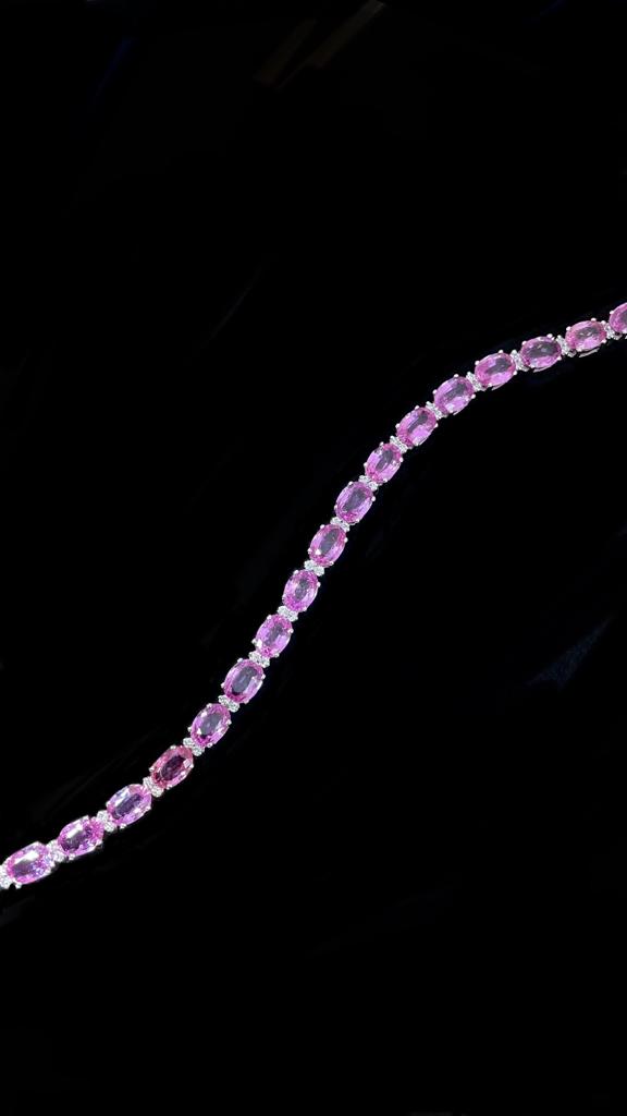 Classic Pink Sapphire Diamond Bracelet
