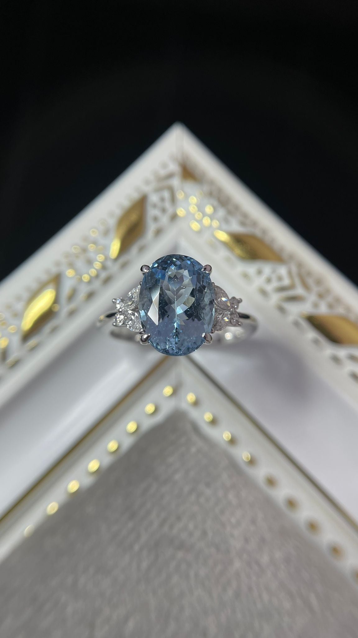 Aquamarine Butterfly Diamond Ring