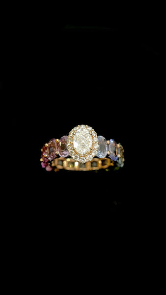 Rainbow diamond deals engagement ring