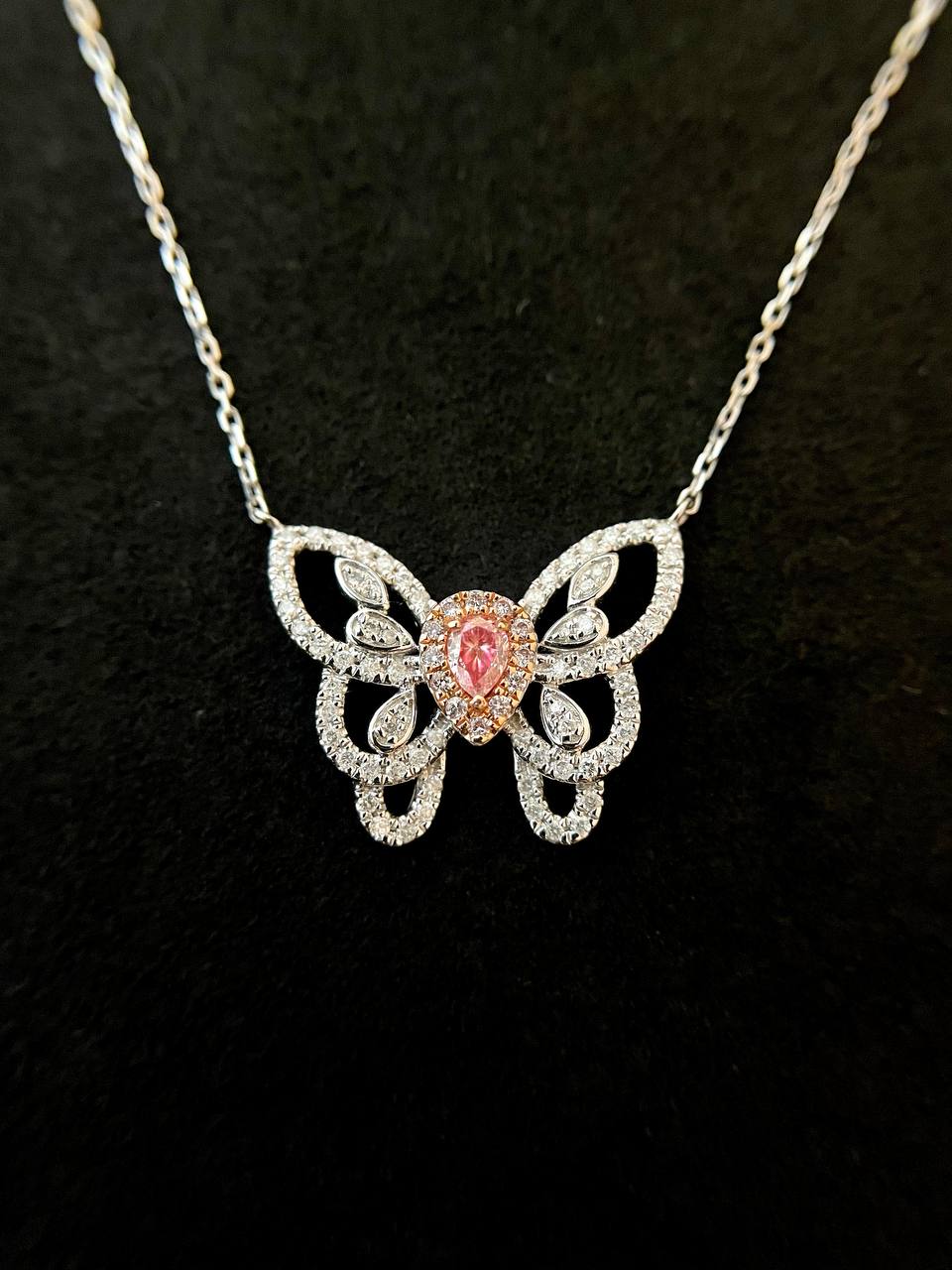 Pink Diamond Butterfly Necklace
