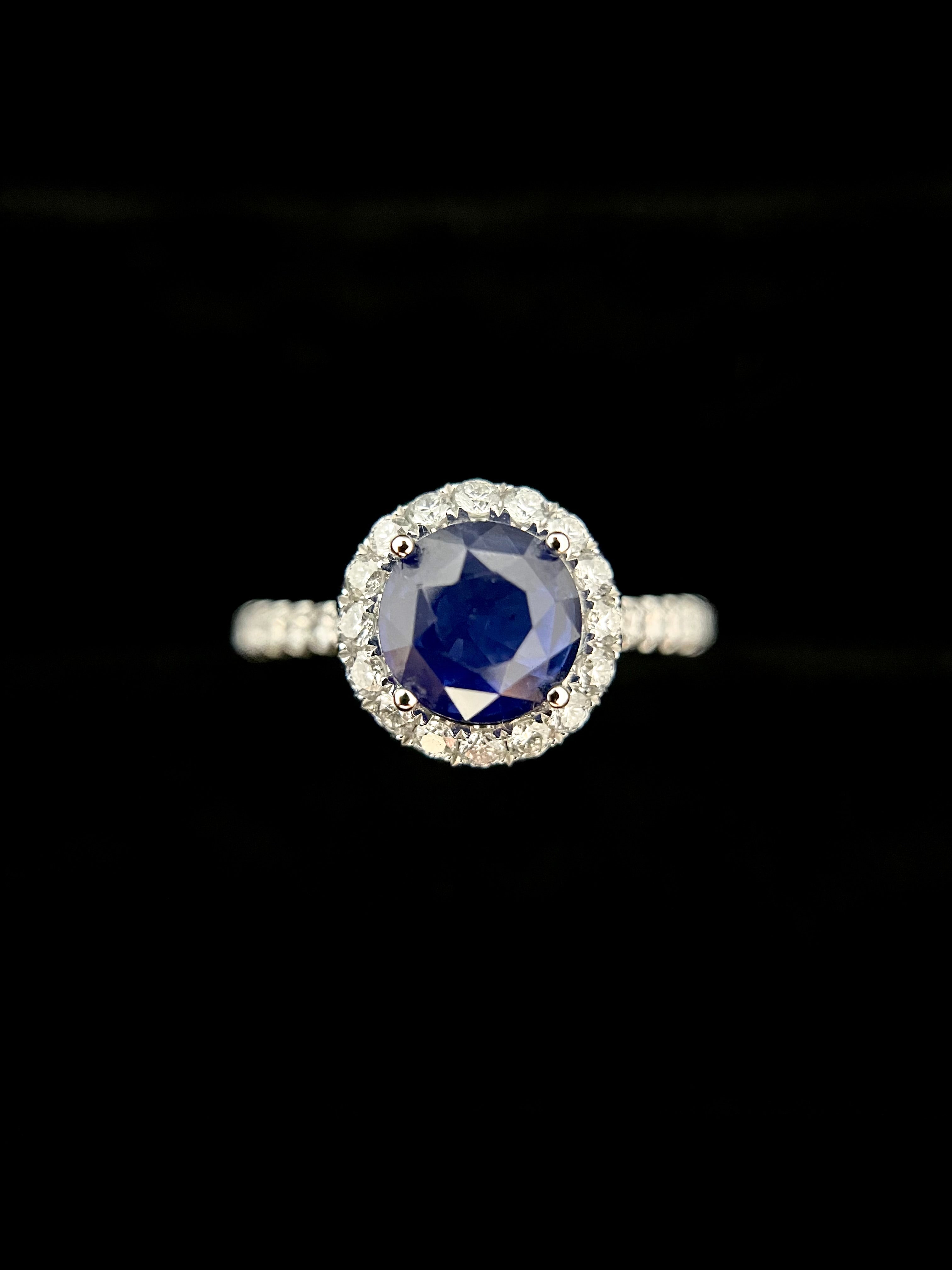 Brilliant Sapphire Diamond Halo Ring