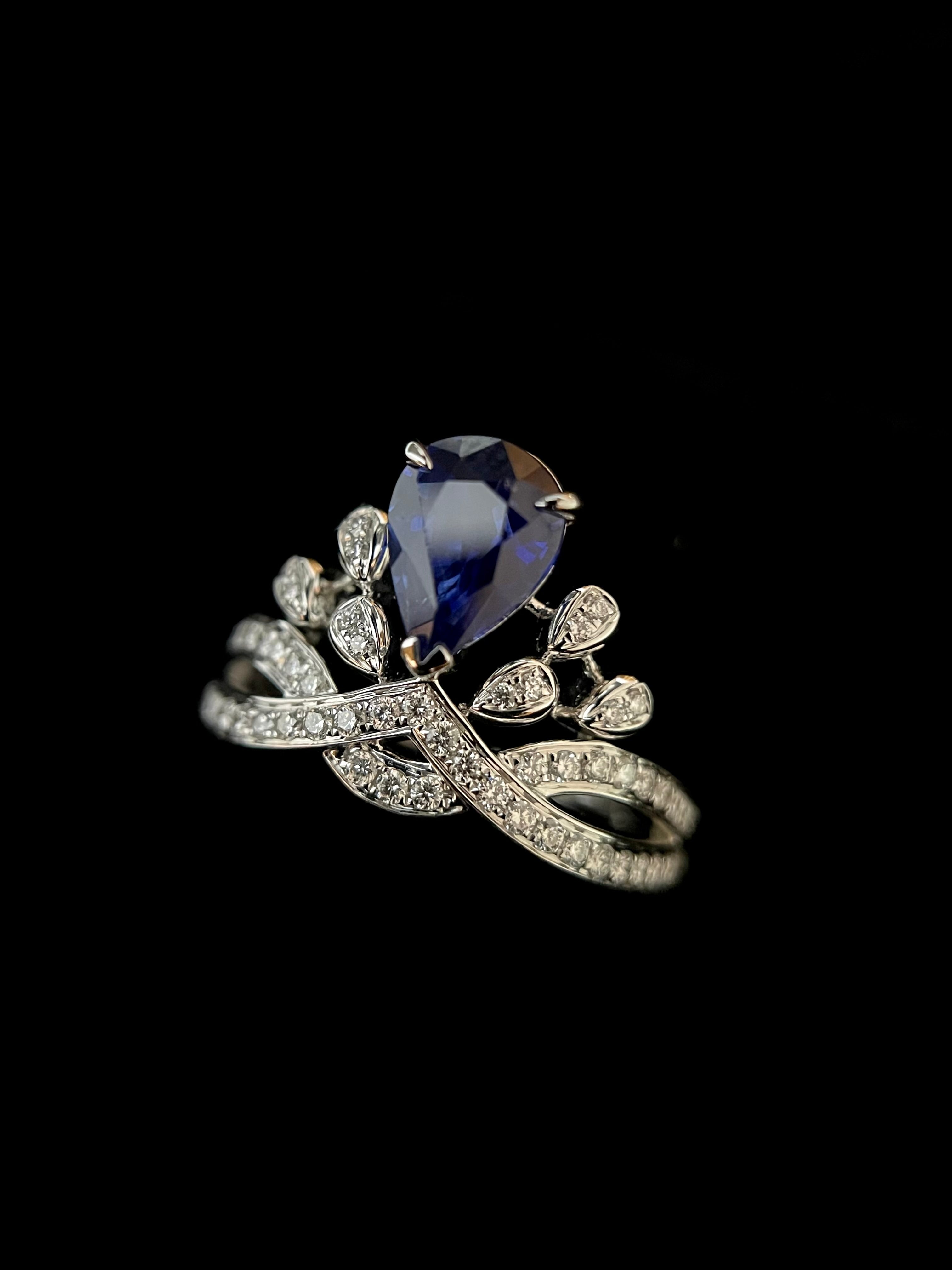Sapphire Diamond Tiara Ring
