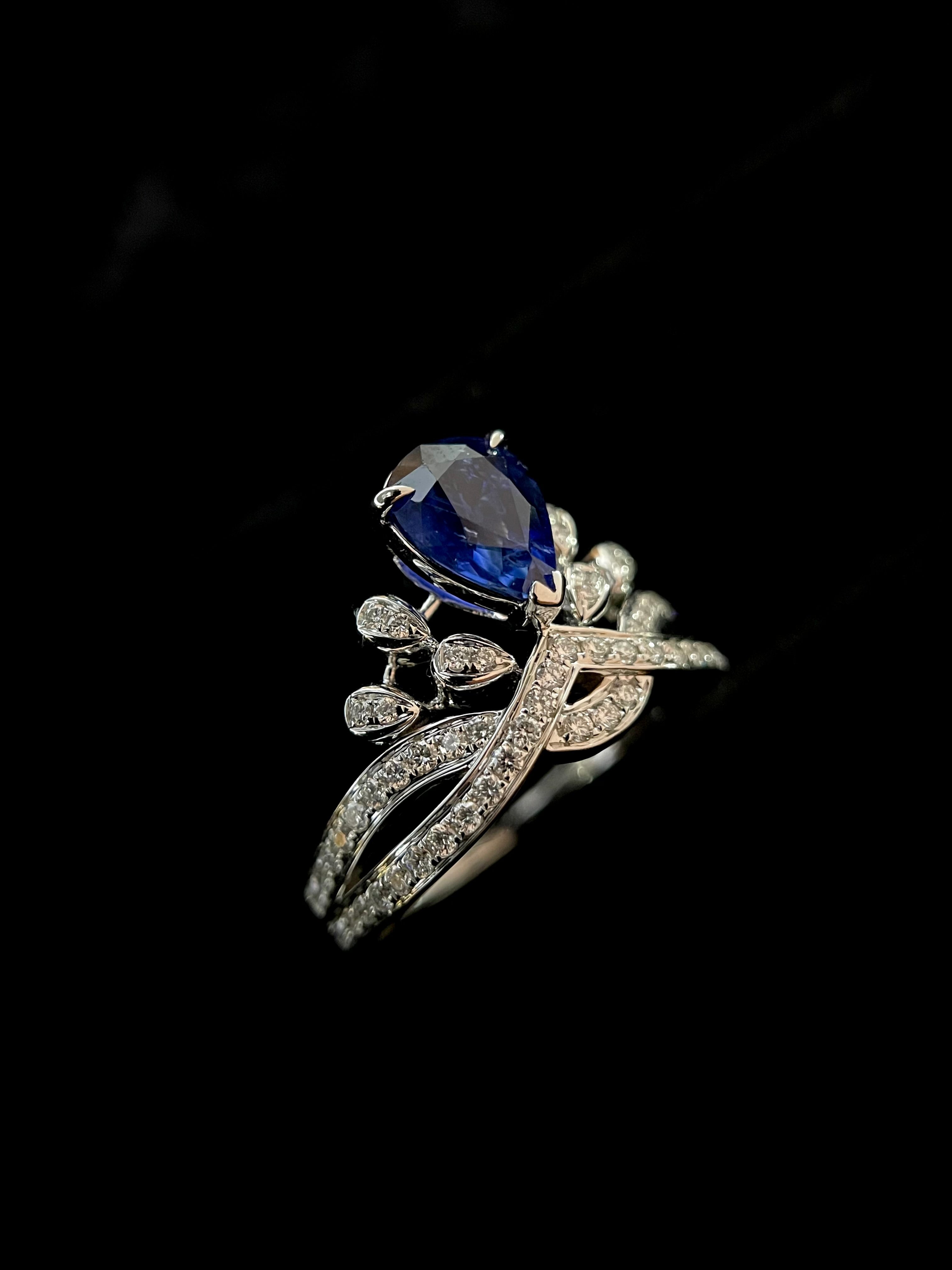 Sapphire Diamond Tiara Ring