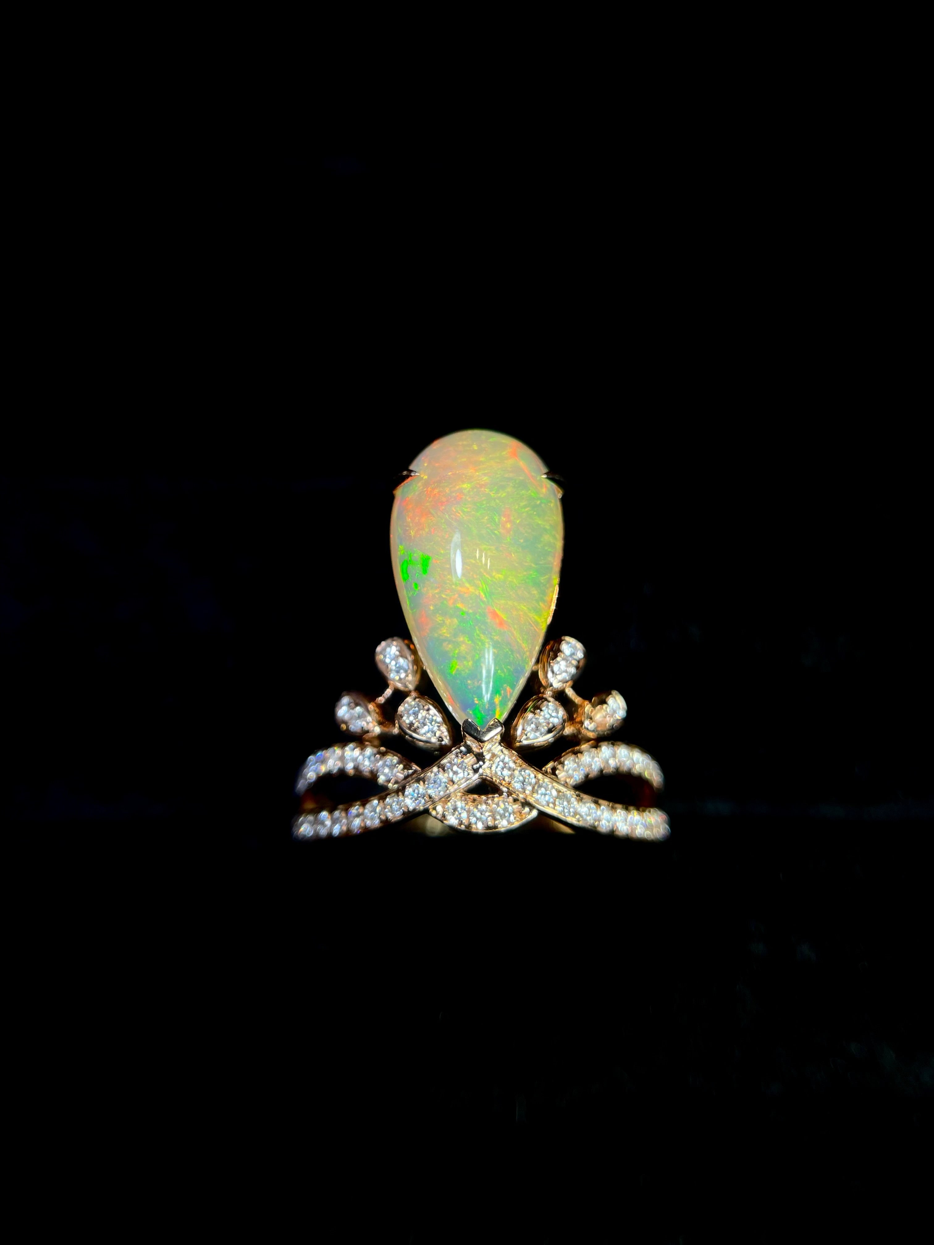 Opal Tiara Diamond Ring