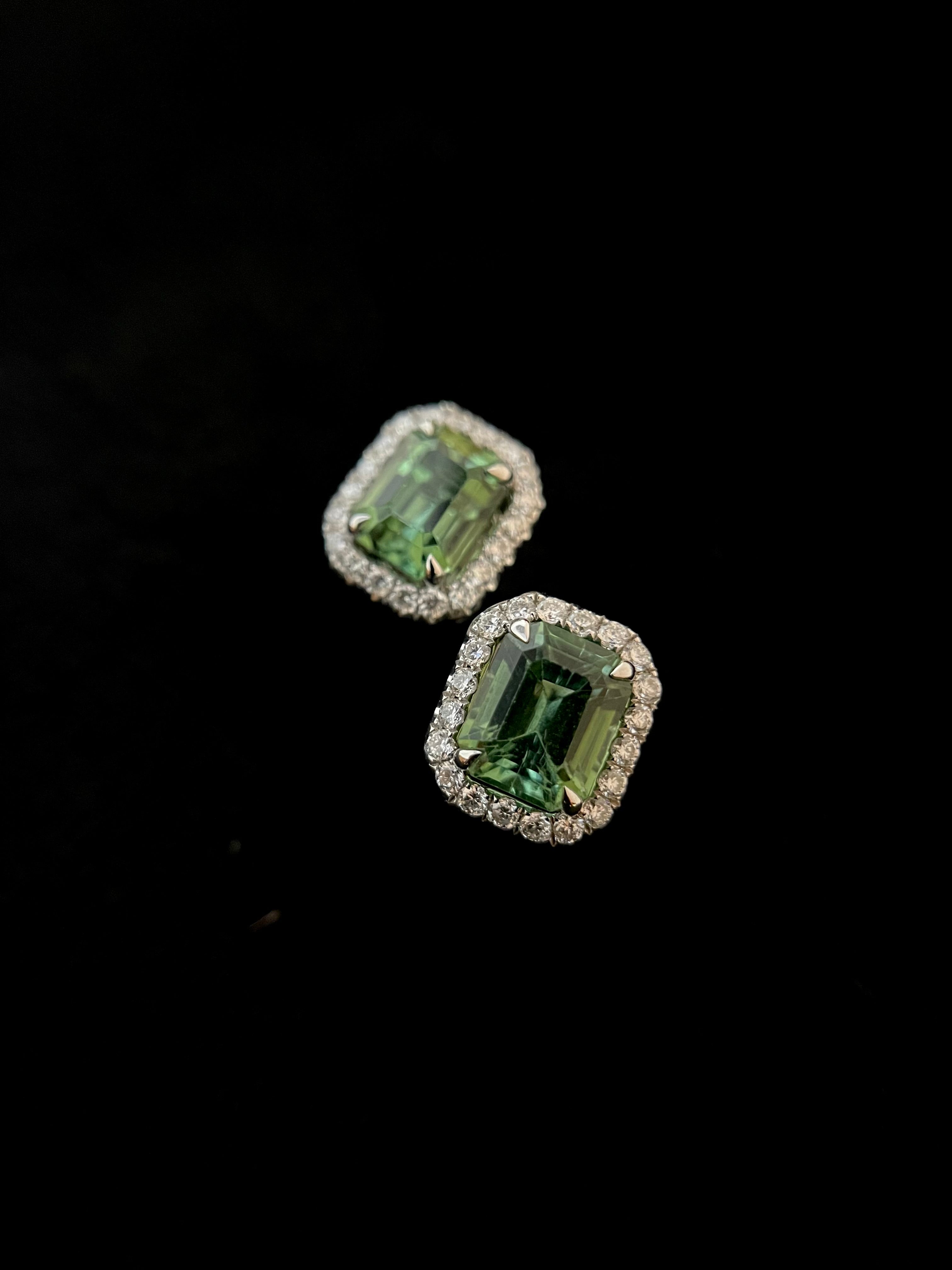 Mint Tourmaline Classic Diamond Earring
