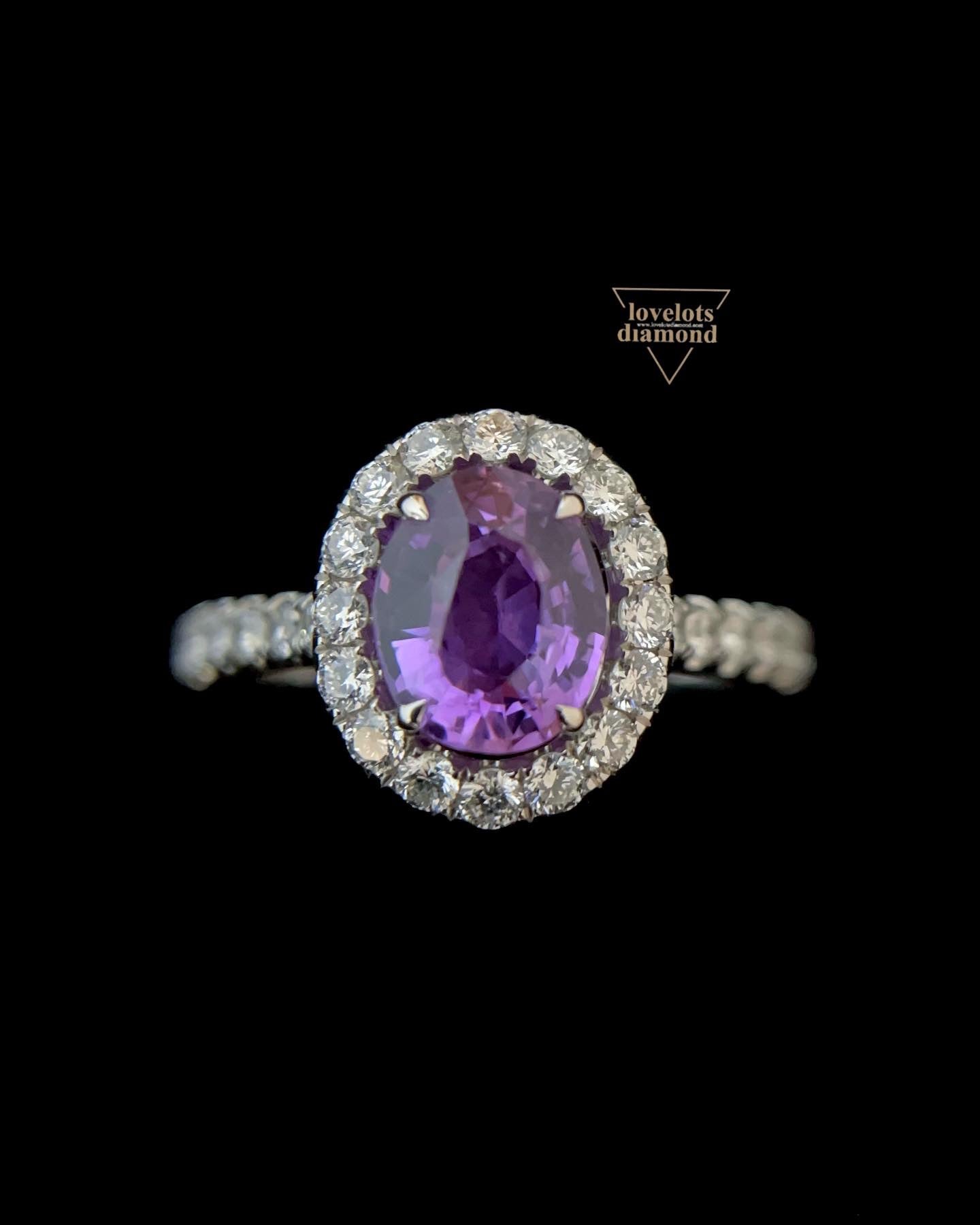 Purple Sapphire Diamond Halo Ring