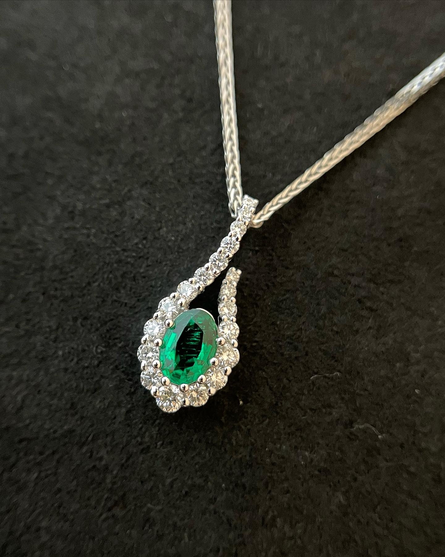 Emerald Diamond Loop Necklace