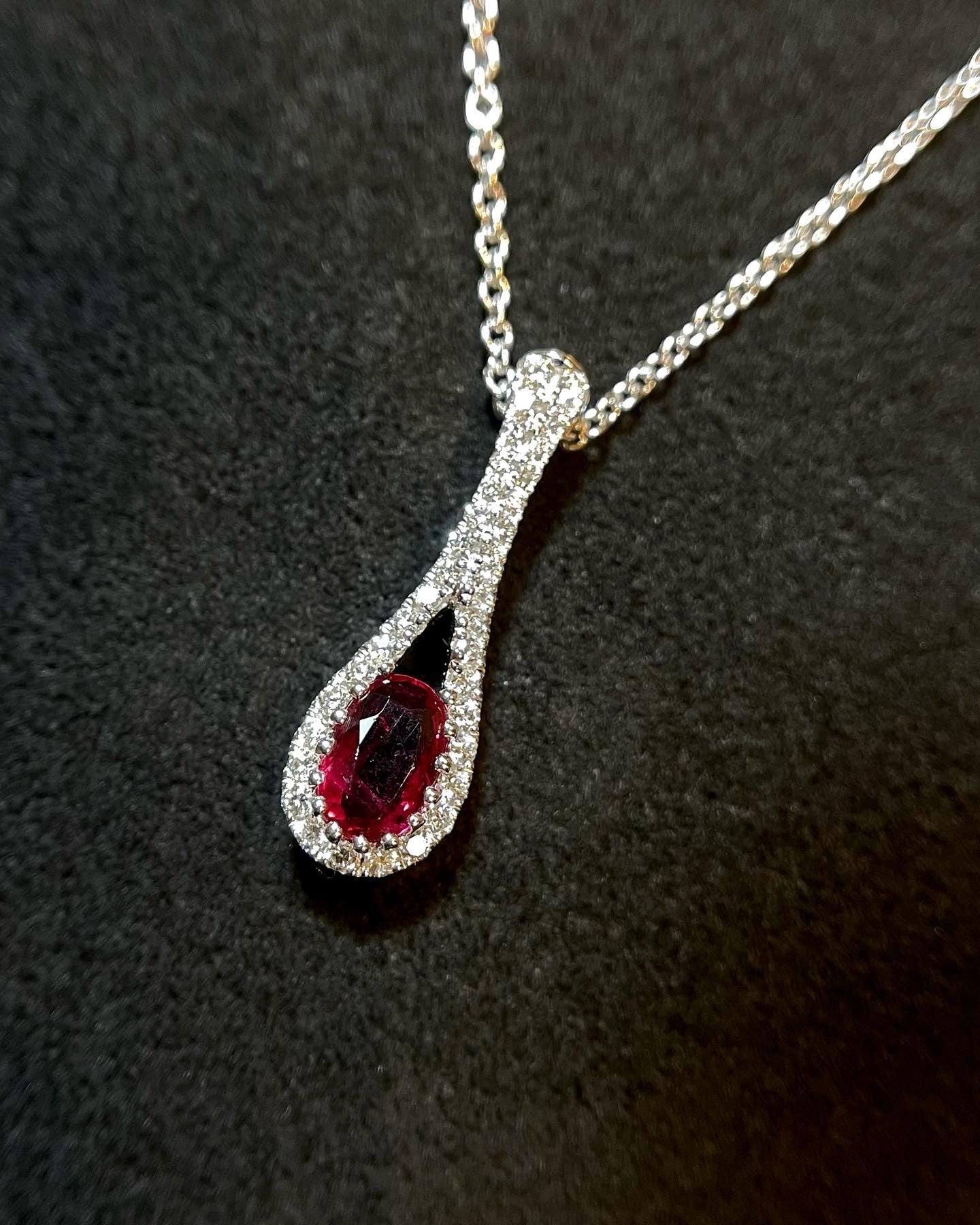 Ruby Diamond Spoon Necklace