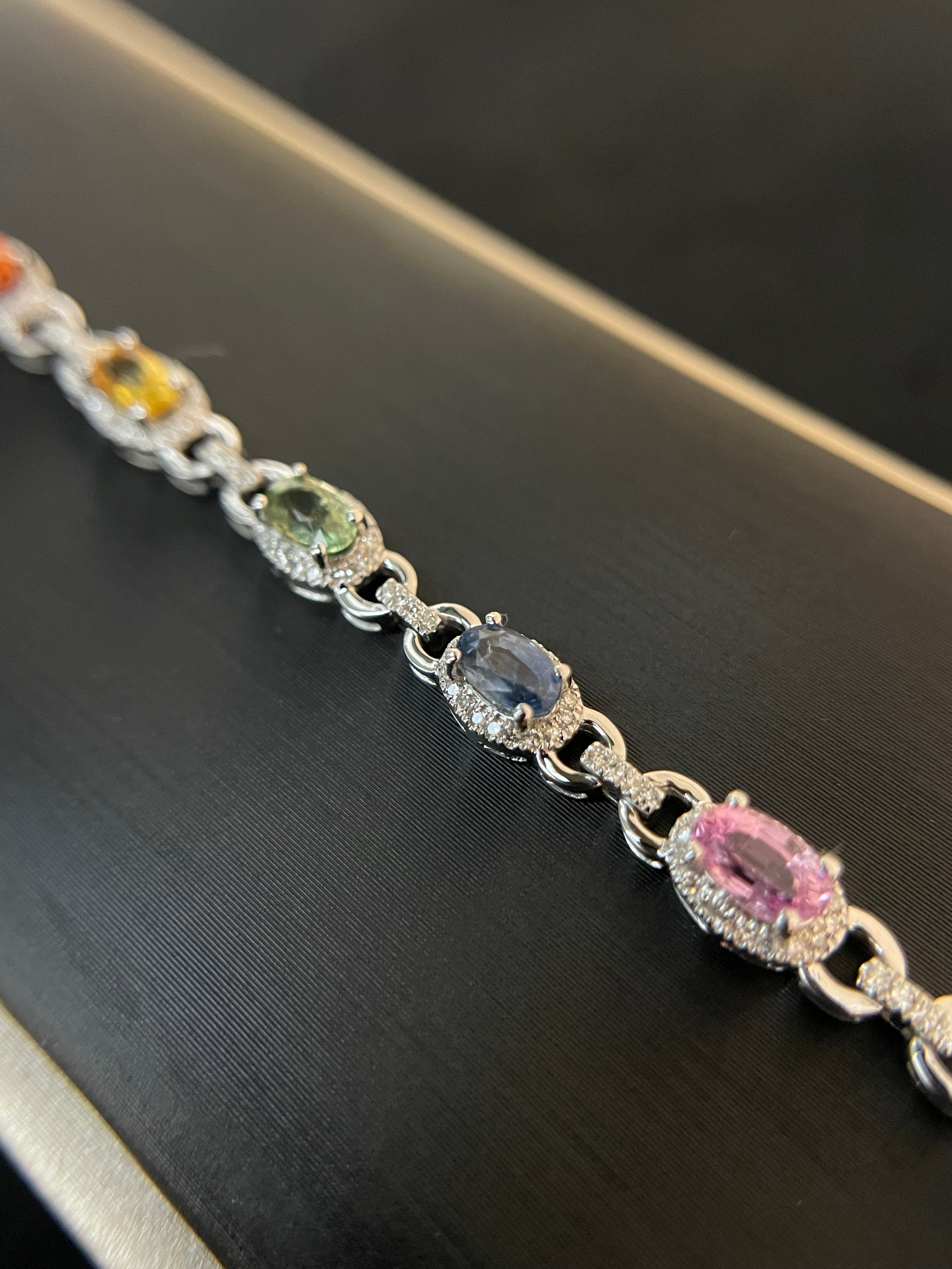 Party Sapphire Diamond Chain Bracelet