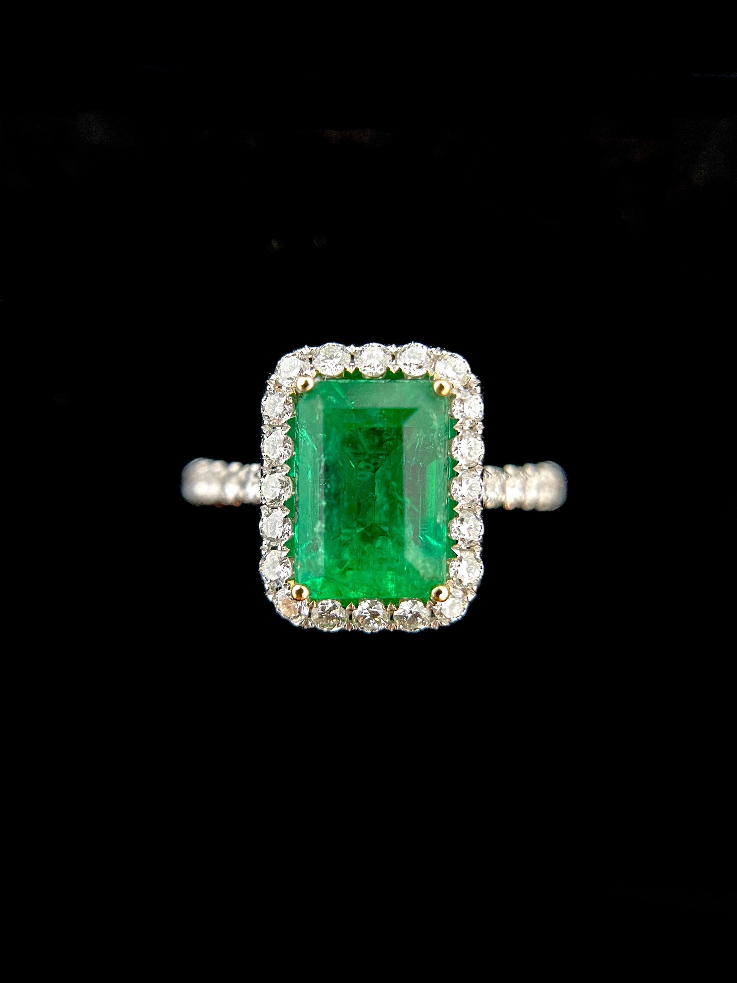 Columbia Emerald Diamond Halo Ring