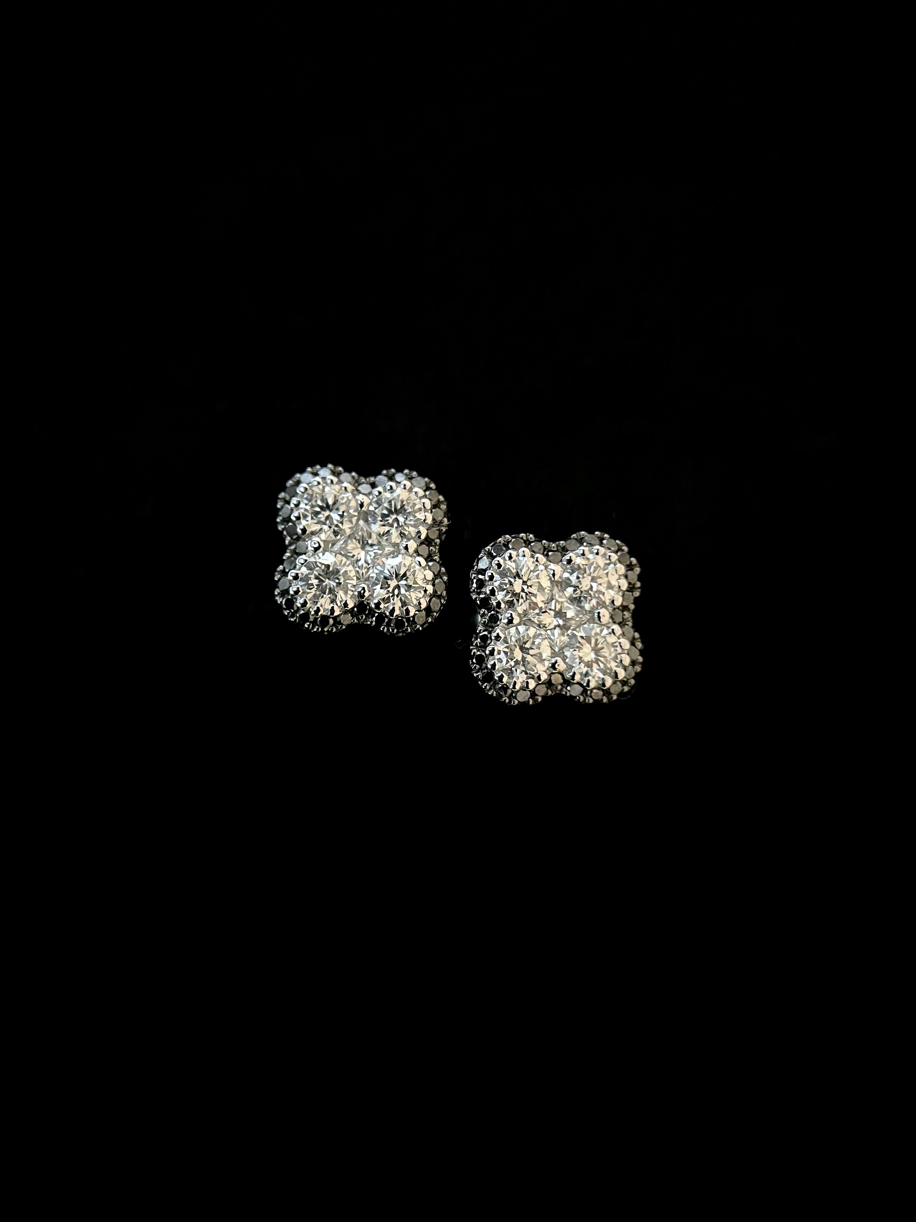 Black Diamond Clover Earring