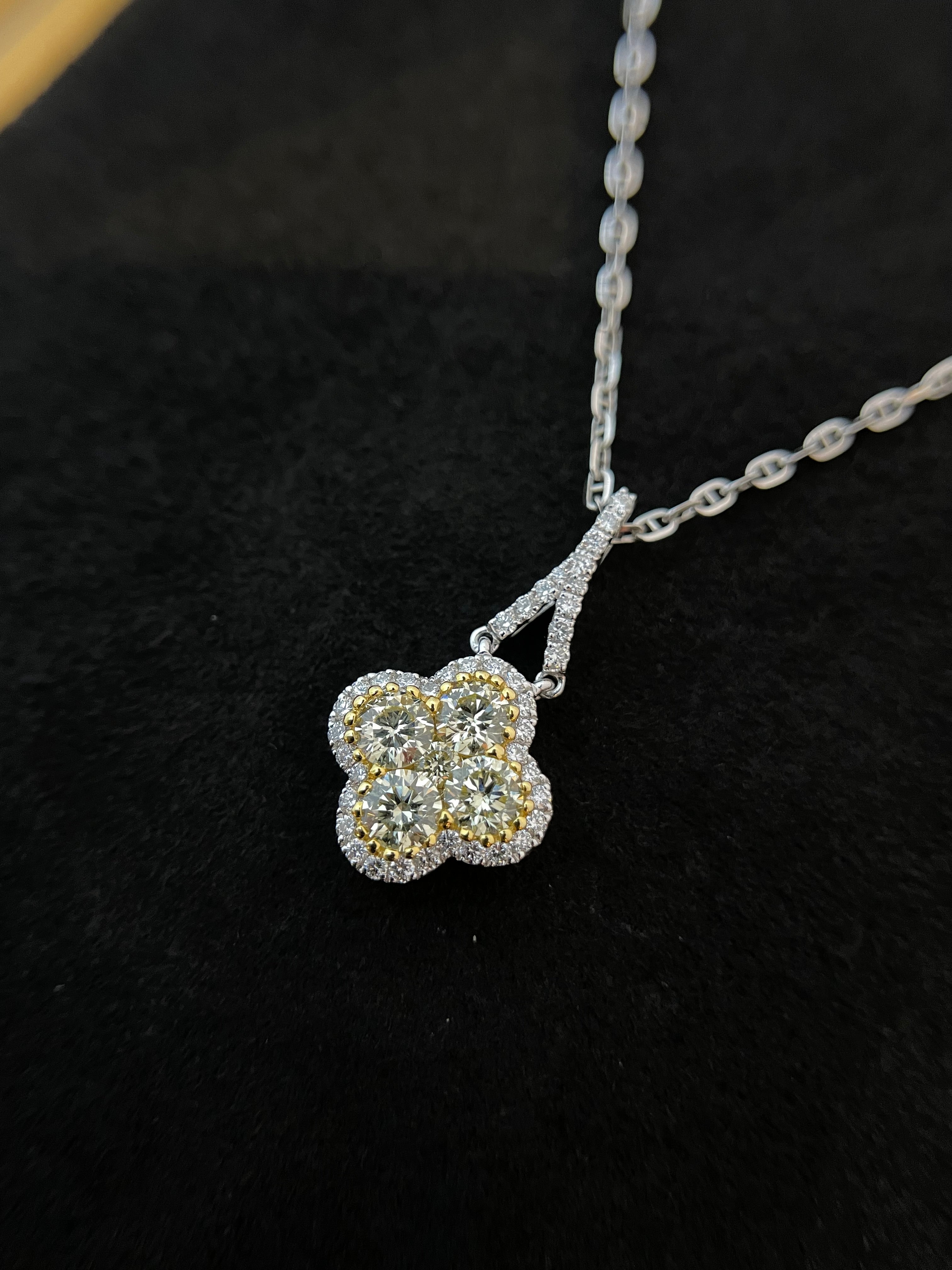 Yellow Diamond Clover Necklace