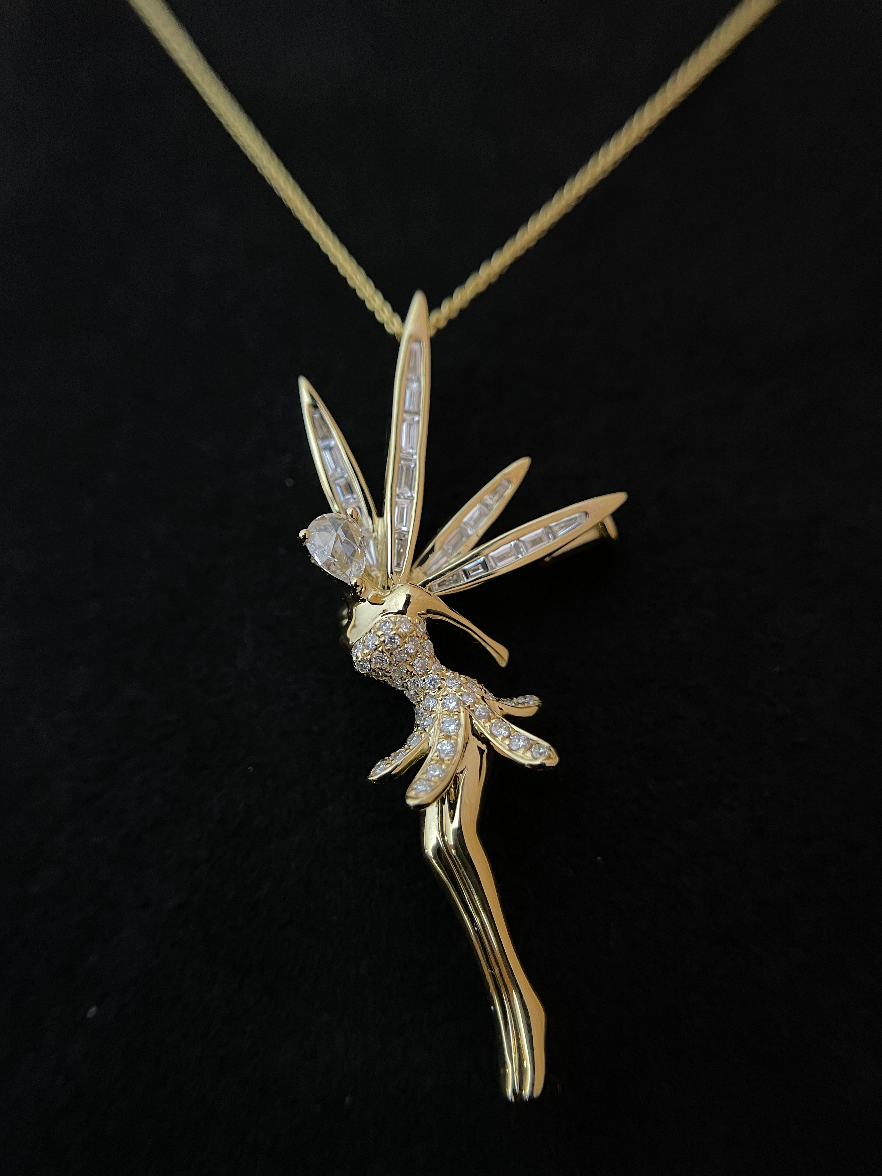 Diamond Angel Brooch Necklace