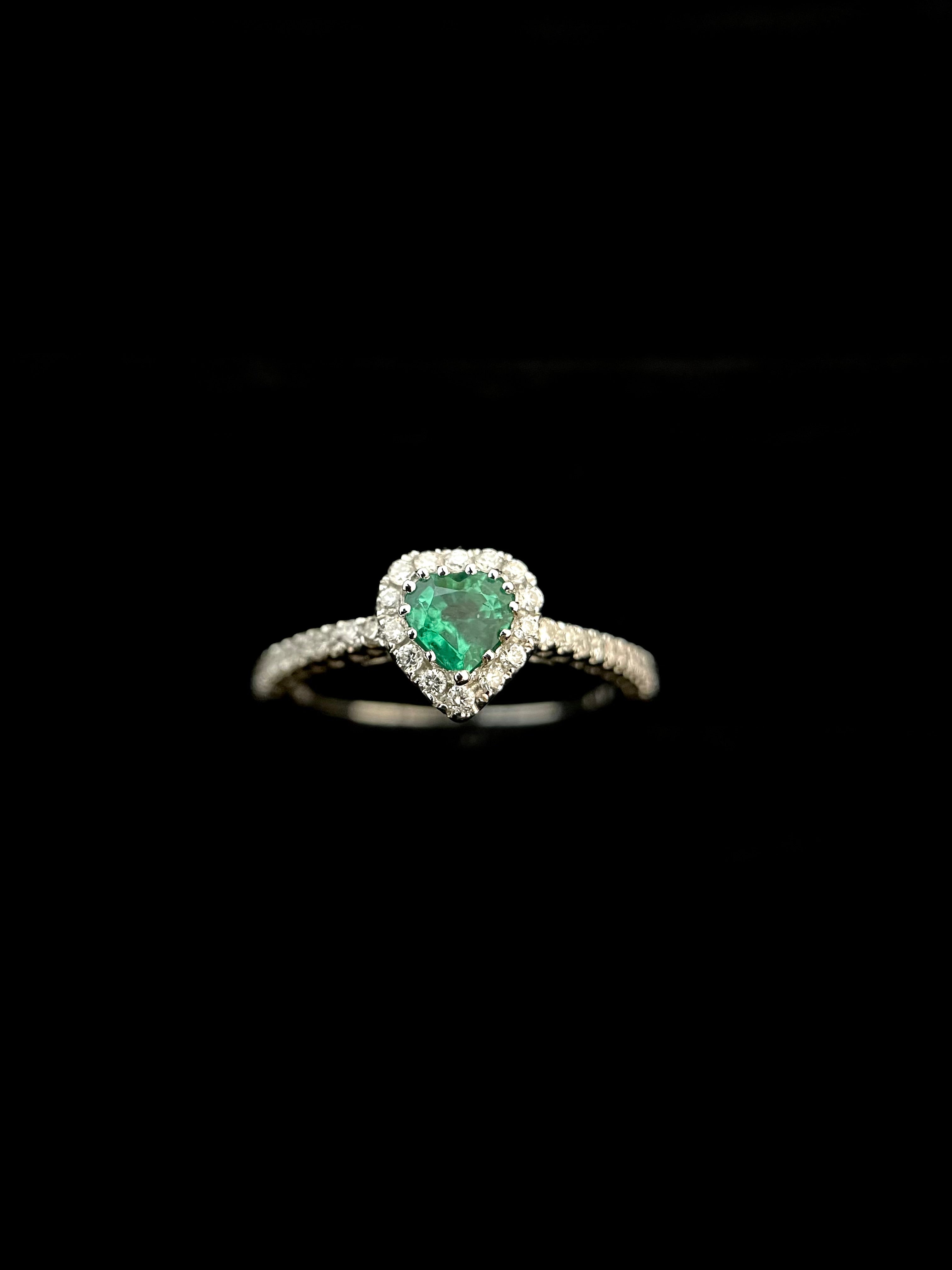 Emerald Heart Diamond Ring