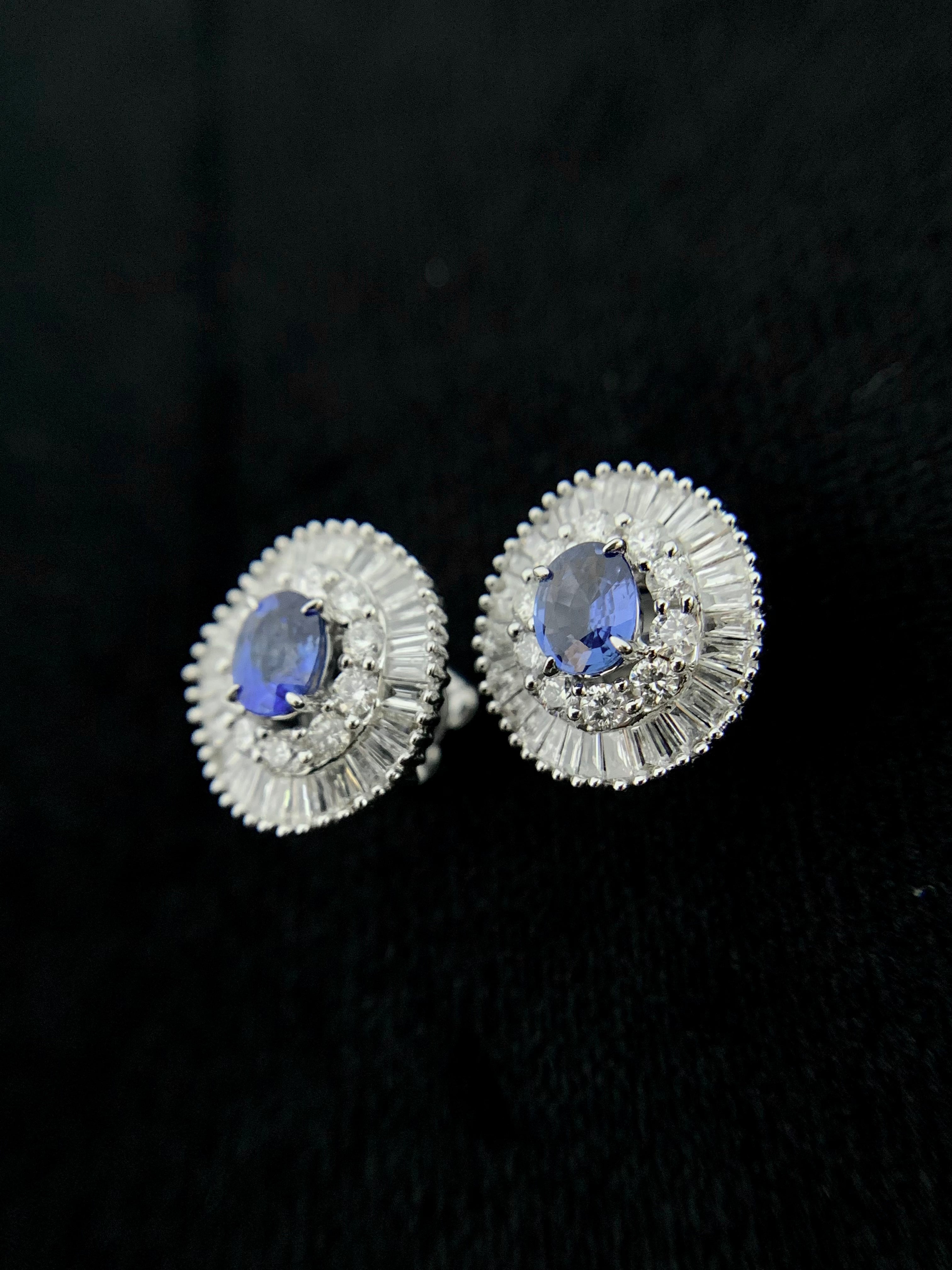 Sapphire Tapered Diamond Earring
