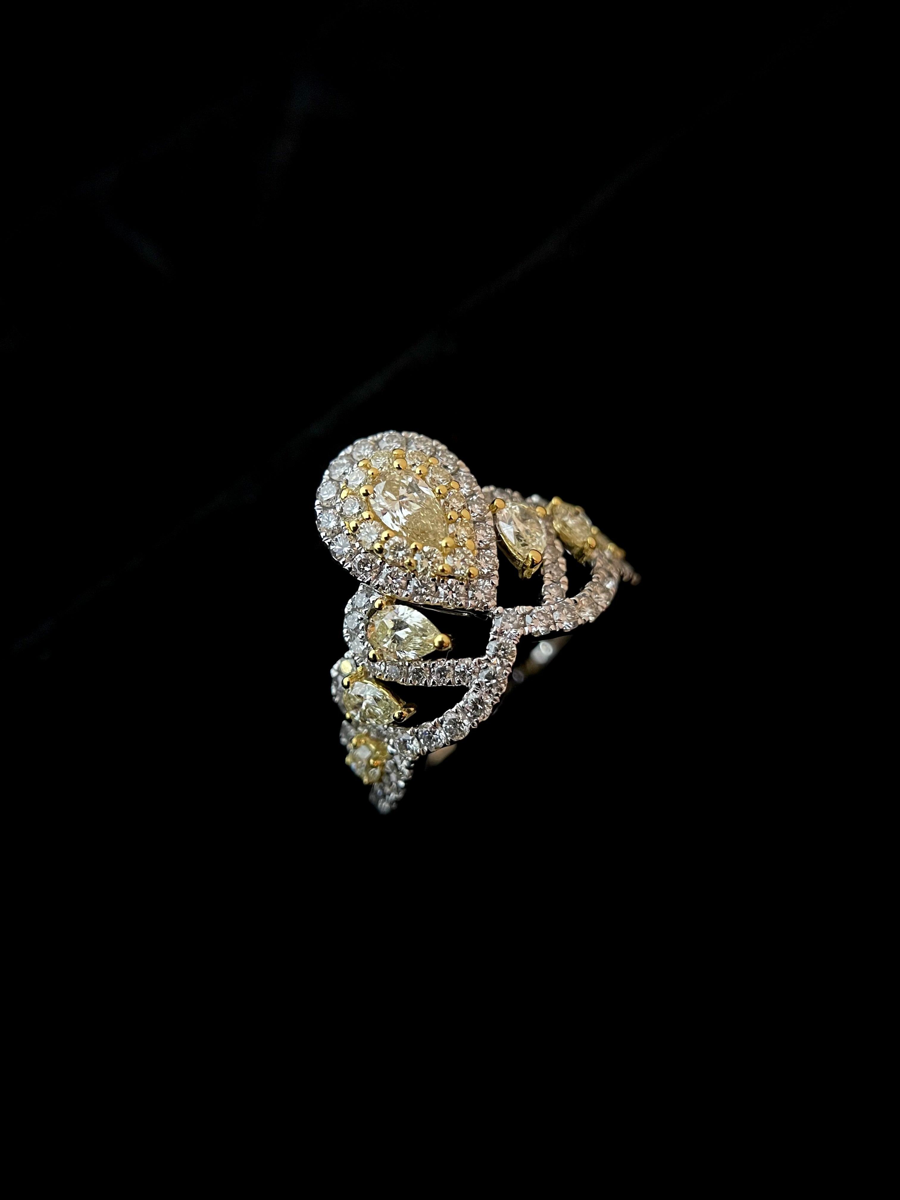 Fancy Yellow Tiara Diamond Ring