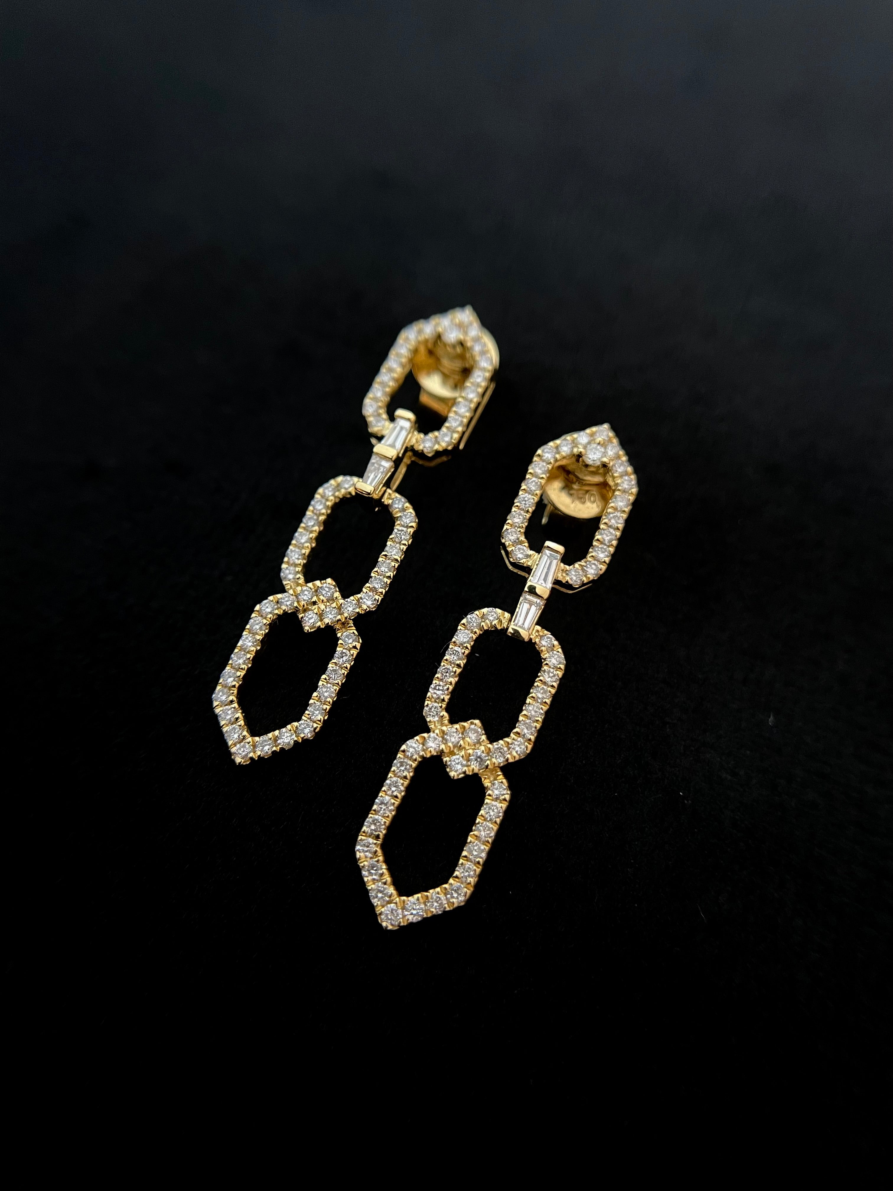 Golden Lock Chain Diamond Earring
