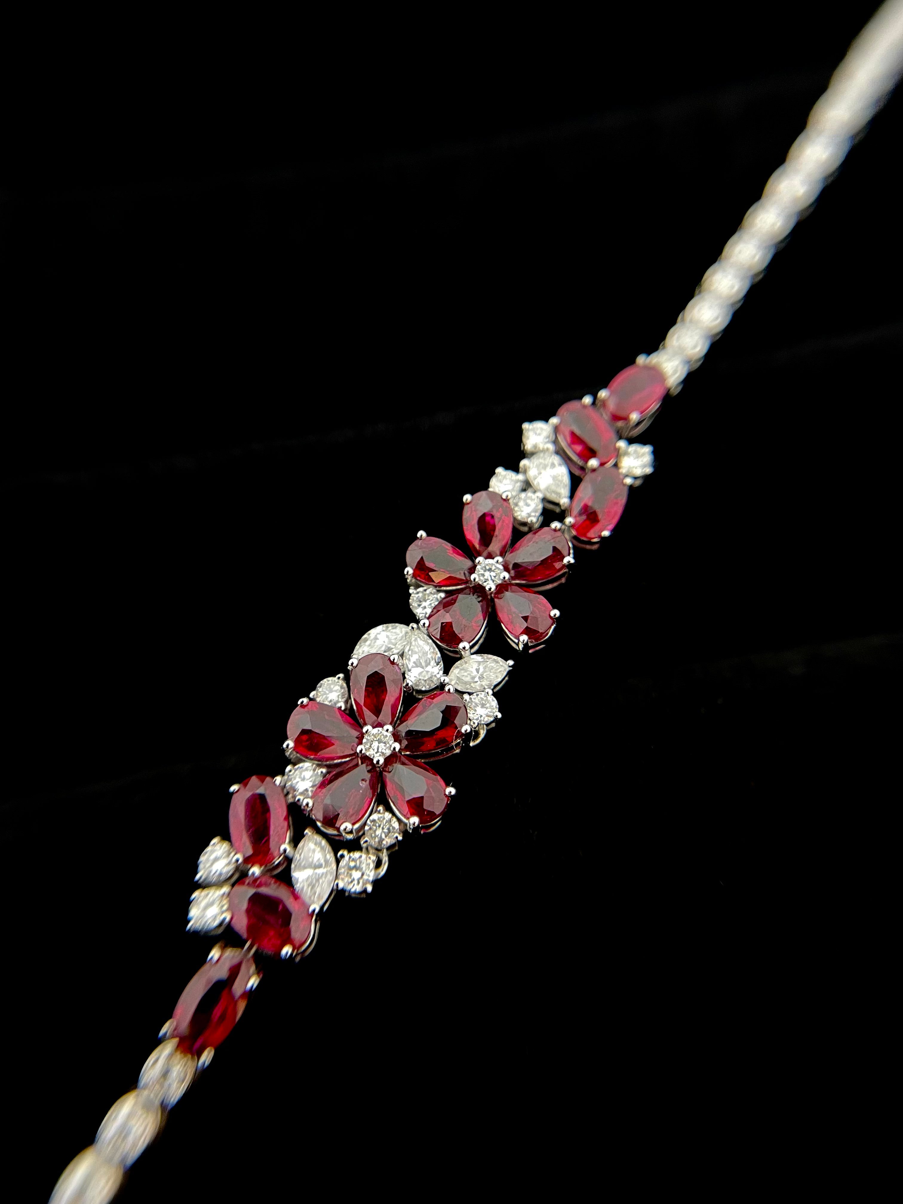 Floral Ruby Diamond Bracelet